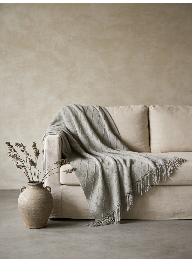 MAC Jabags Tassel Design Soft Blanket Keep Warm Cotton Light Grey 127 x 172cm - Image 1